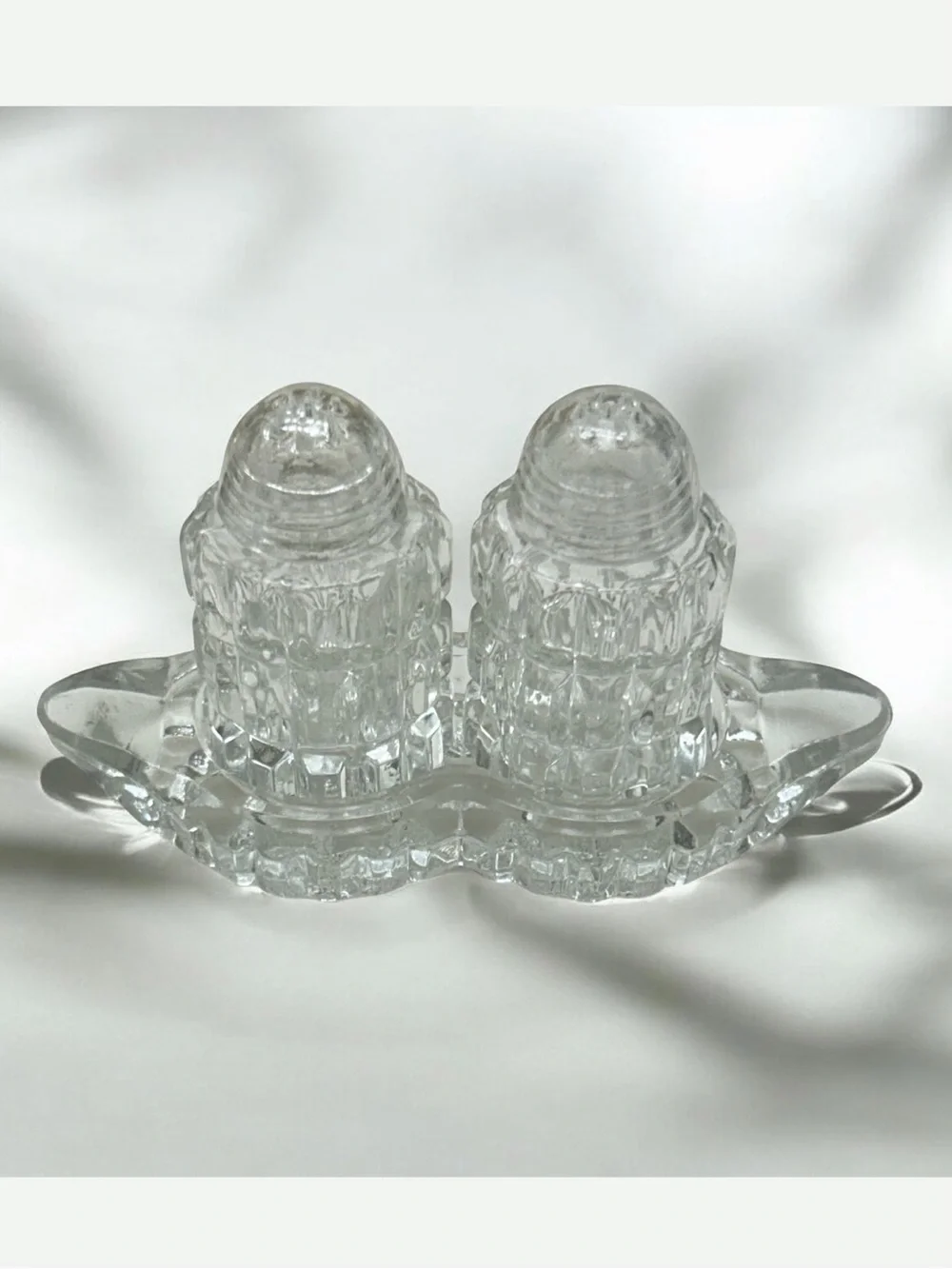 Antique c. 1890 G. Duncan & Sons Waffle Pressed Glass Salt & Pepper Shakers